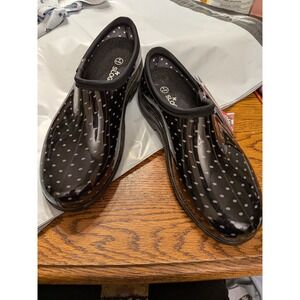 Sloggers Black Polka Dot Garden Shoes Clogs Women's Size 9 Waterproof
